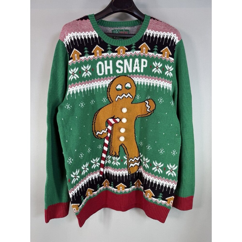 Ugly Christmas Sweater Size XXL OH SNAP Gingerbread Man 2XL